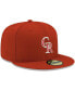 ფოტო #4 პროდუქტის Men's Red Colorado Rockies Logo White 59FIFTY Fitted Hat