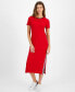 ფოტო #1 პროდუქტის Women's Contrast-Stripe Ribbed Knit Midi Dress