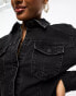 Фото #8 товара ASOS DESIGN Tall denim fitted shirt dress in black