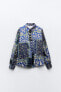 Patchwork print satin shirt