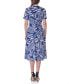 ფოტო #3 პროდუქტის Print Short Sleeve Tie Waist Midi Dress