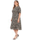 Plus Size Printed Elbow-Sleeve Fit & Flare Dress