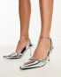 Фото #3 товара Public Desire District court heel in silver mirror with zip detail