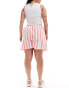 ASOS DESIGN Curve pull on short in red deckchair stripe