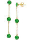ფოტო #1 პროდუქტის EFFY® Dyed Jade Bezel-Set Linear Chain Drop Earrings in 14k Gold