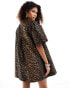 Фото #4 товара Ghospell bow detail textured mini dress in leopard print