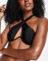 Фото #1 товара River Island underwire halter wrap bikini top in black