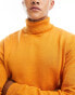 ASOS DESIGN midweight knitted cotton roll neck jumper in orange