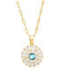 Фото #1 товара Macy's simulated Gemstone and Cubic Zirconia Spinner Pendant 18" Birthstone Necklace in 14K Gold Plate