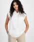 Фото #1 товара Women's Button-Front Cap-Sleeve Popover Top, Created for Macy's