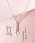 Cultured Freshwater Pearl (5mm & 10 x 8mm) & Cubic Zirconia Lariat Necklace in Sterling Silver, Created for Macy's
