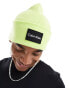 Calvin Klein fine cotton ribbed beanie hat in light green