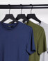 ASOS DESIGN 3 pack muscle fit t-shirts in multiple colours