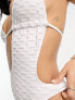 COLLUSION textured cut out halter neck swimsuit in white
