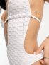 Фото #3 товара COLLUSION textured cut out halter neck swimsuit in white