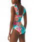 Фото #3 товара Carmen Marc Valvo Womens MULTI Scarf Tie-Front One-Piece Swimsuit Size 12 303952
