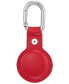 Red Leather Apple AirTag Case with Silver-Tone Carabiner Clip