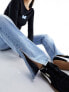 Фото #5 товара Bershka high waisted split hem jeans in light blue