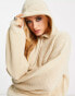 Фото #2 товара Violet Romance oversized knited hoodie in oatmeal