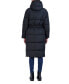 Women's Long Puffer Jacket with Hood and Belt