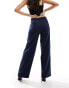 Vila high waist wide leg trouser in navy