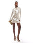 Фото #3 товара Rare London shiny sequin cowl back mini dress in champagne