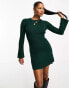 Фото #4 товара ASOS DESIGN Petite knitted fit and flare mini dress in dark green