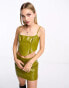 The Frolic patent croc corset top co-ord in fern green