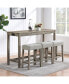 Фото #4 товара Industrial Dining Table and Bar Stool Set with Wood Grain Finish and Space-Saving Design