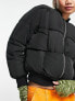 COLLUSION quilted weaved matte puffer jacket in black