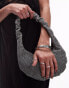 Фото #4 товара Topshop Solane diamante shoulder bag with ruched handle in pewter