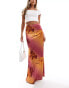 Фото #2 товара ASOS DESIGN stretch satin maxi skirt with ombre floral print