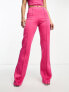 ASOS DESIGN co-ord scuba fitted straight leg trouser with pintucks in pink