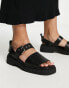 ASRA Exclusive Samba flat sandals with buckle strap in black leather