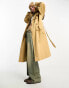 Object oversized maxi trench coat with quilted inside in beige 40 - фото #2