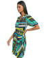 Фото #3 товара Women's Geometric-Print Faux-Wrap Dress