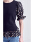 Фото #2 товара Women's Floral Mixed Knit Top