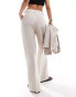 Mango linen mix stripe straight leg co-ord trousers in beige Бежевый, 34 - фото #4