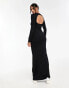 Bershka long sleeve open back shaping maxi dress in black