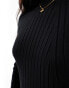 Threadbare high neck ribbed knitted midi dress in black Черный, 36 - фото #3