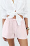 Linen blend mid-rise bermuda shorts