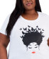 ფოტო #3 პროდუქტის Trendy Plus Size Butterfly Afro Hair Graphic T-Shirt