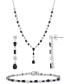 ფოტო #4 პროდუქტის Blue Sapphire (2 ct. t.w.) & White Sapphire (3/8 ct. t.w.) Linear Drop Earrings in Sterling Silver