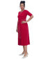 Women's Contrast-Trim Short-Sleeve Midi Dress Crimson/cr, S - фото #5