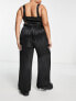 Фото #2 товара Yours wide leg satin trouser in black