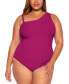 Фото #1 товара Becca Etc Women's Plus Size Asymmetrical-Neck One Piece Swimsuit Purple Size 1X