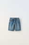 Wide-leg denim bermuda shorts