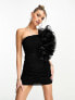 Фото #1 товара Jaded Rose organza corsage mini dress in black