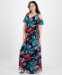 ფოტო #3 პროდუქტის Petite Floral Cold-Shoulder Maxi Dress