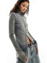 Фото #1 товара Weekday Anja long sleeve zip through top in blue and beige wash